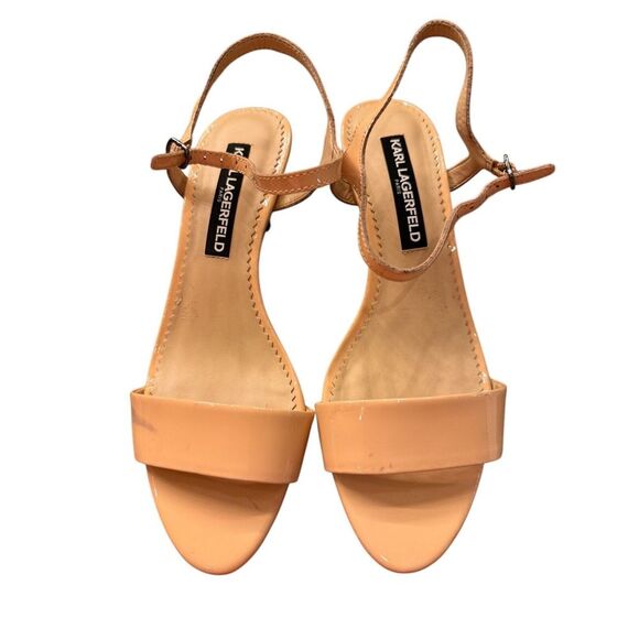 Karl Lagerfeld Shoes - KARL LAGERFELD PARIS DEMAS Ankle Strap Heel Nude Patent US 7 Sandals